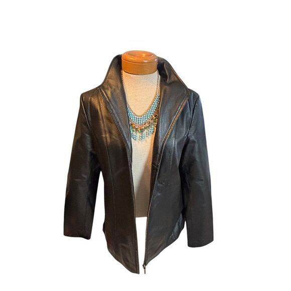 East 5th Womens Medium Genuine Leather Black Jacket - Picture 1 of 12